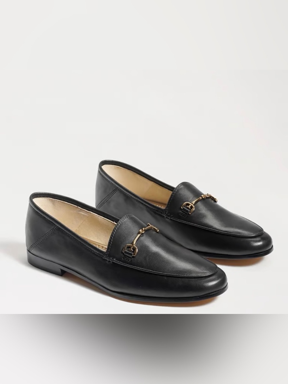 Sam Edelman Loraine Bit Loafers Black Leather Gold Hardware Size 8.5